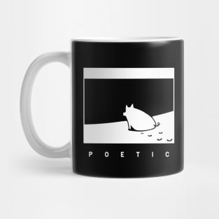 Poetic mood, a pig on the beach in white ink Mug